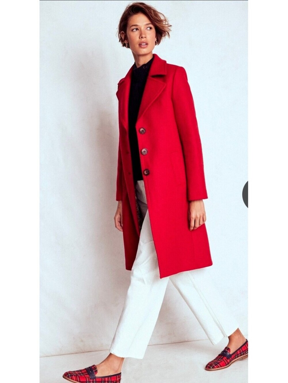 Boden Classic Red Wool Overcoat for Women SZ 14 NEW